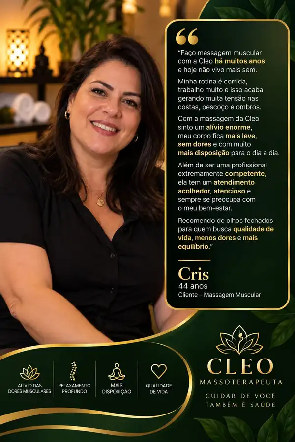 Depoimento de Cris, cliente da Massoterapeuta Cleo