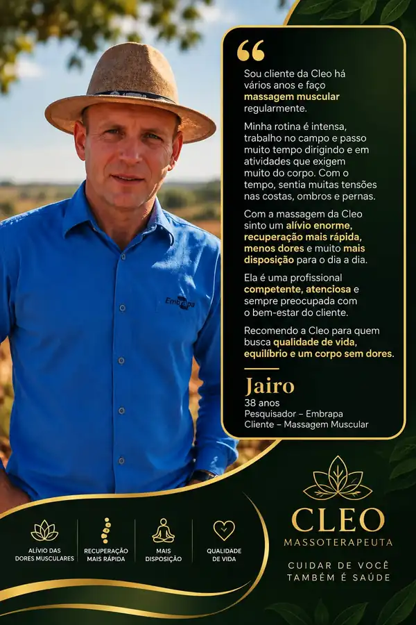 Depoimento de Jairo, cliente da Massoterapeuta Cleo